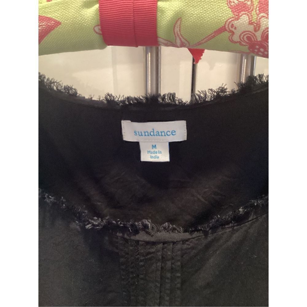 Sundance Womens Frayed Sleeveless Tiered Top Sz M Black Stretch - Picture 2 of 8